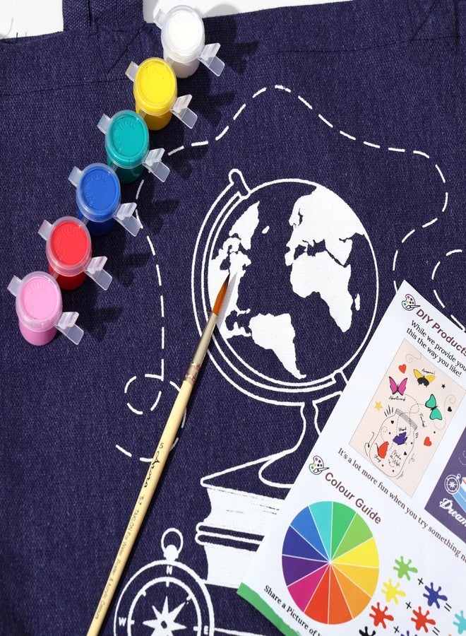 Prithwe DIY Canvas Bag Painting Kit - Gift Pack for Kids (Fabric Paint Included) (Denim) - Image 4